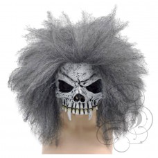 Half Face Skull Mask with Grey Hair