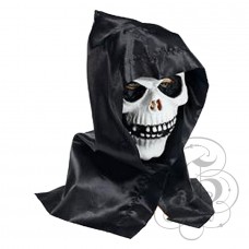 White Skull Latex Mask with Hood