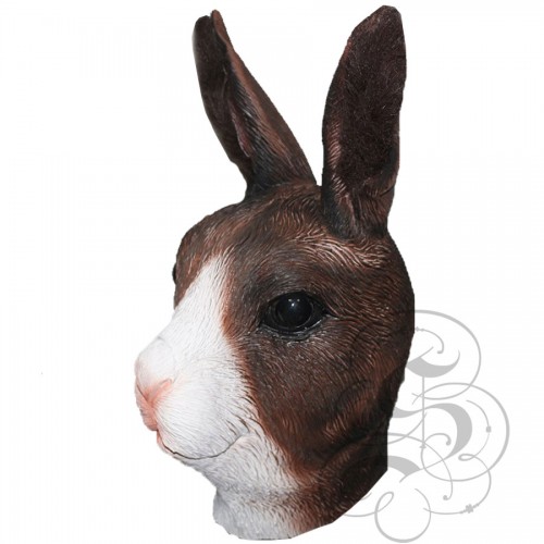 Latex Bunny (Brown / White ) Animal Overhead Party Mask